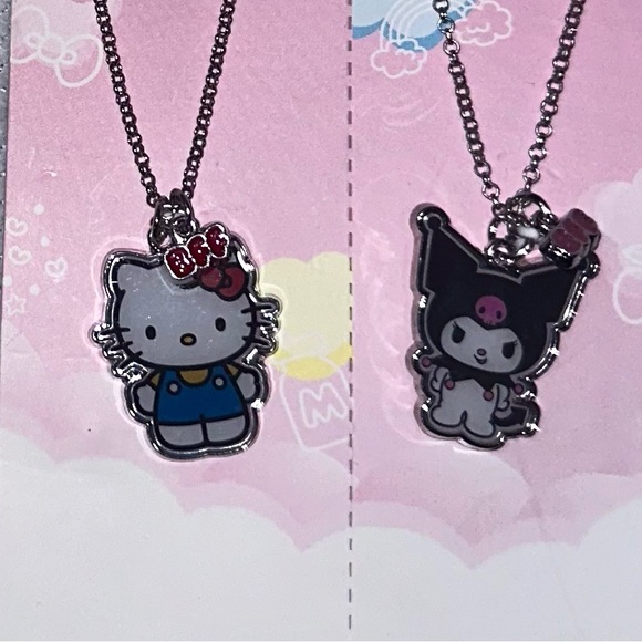 * Sanrio Hello Kitty & Kuromi Best Friends Necklace Set of 2 with BFF Charm, 18" - Picture 4 of 6
